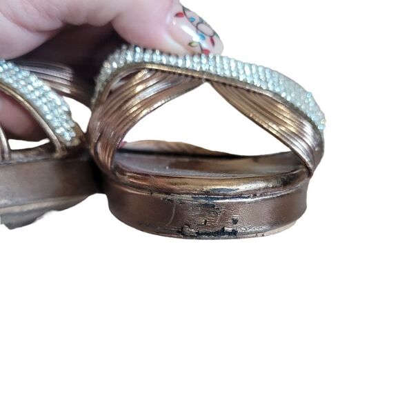 Bronze Metallic Platform With Rhinestones - Picture 5 of 8